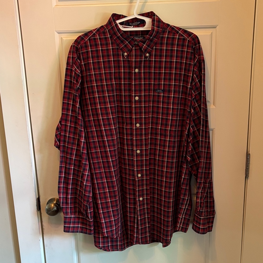 Chaps Red and Black Plaid Casual Shirt